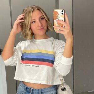Brandy Melville Long Sleeve with Colorful Stripe Graphic